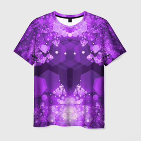Мужская футболка 3D с принтом Crystal Galaxy в Санкт-Петербурге, 100% полиэфир | прямой крой, круглый вырез горловины, длина до линии бедер | абстракция | будущее | кристаллы | психоделика | фракталы | фрактальная | шестиугольник | шестиугольники