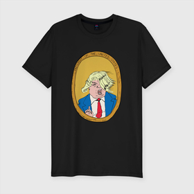 Мужская футболка хлопок Slim с принтом Дональд Трамп златовласка , 92% хлопок, 8% лайкра | приталенный силуэт, круглый вырез ворота, длина до линии бедра, короткий рукав | america | donald trump | usa | америка | дональд | дональд трамп | сша | трамп