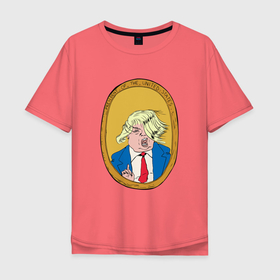 Мужская футболка хлопок Oversize с принтом Дональд Трамп златовласка в Тюмени, 100% хлопок | свободный крой, круглый ворот, “спинка” длиннее передней части | america | donald trump | usa | америка | дональд | дональд трамп | сша | трамп