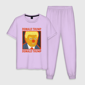 Мужская пижама хлопок с принтом Дональд Трамп   Клоун в Белгороде, 100% хлопок | брюки и футболка прямого кроя, без карманов, на брюках мягкая резинка на поясе и по низу штанин
 | america | donald trump | usa | америка | дональд | дональд трамп | сша | трамп