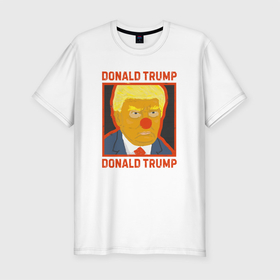 Мужская футболка хлопок Slim с принтом Дональд Трамп   Клоун в Санкт-Петербурге, 92% хлопок, 8% лайкра | приталенный силуэт, круглый вырез ворота, длина до линии бедра, короткий рукав | america | donald trump | usa | америка | дональд | дональд трамп | сша | трамп