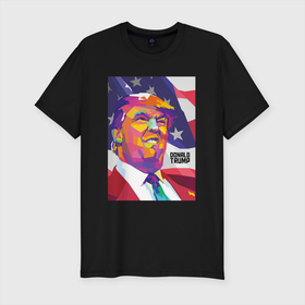 Мужская футболка хлопок Slim с принтом Дональд Трамп экспрессивно выражается в Новосибирске, 92% хлопок, 8% лайкра | приталенный силуэт, круглый вырез ворота, длина до линии бедра, короткий рукав | america | donald trump | usa | америка | дональд | дональд трамп | сша | трамп