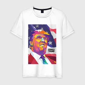 Мужская футболка хлопок с принтом Дональд Трамп экспрессивно выражается в Белгороде, 100% хлопок | прямой крой, круглый вырез горловины, длина до линии бедер, слегка спущенное плечо. | america | donald trump | usa | америка | дональд | дональд трамп | сша | трамп