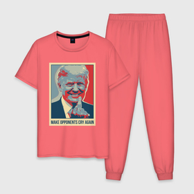 Мужская пижама хлопок с принтом Дональд Трамп заставлят оппонентов плакать в Белгороде, 100% хлопок | брюки и футболка прямого кроя, без карманов, на брюках мягкая резинка на поясе и по низу штанин
 | america | donald trump | usa | америка | дональд | дональд трамп | сша | трамп