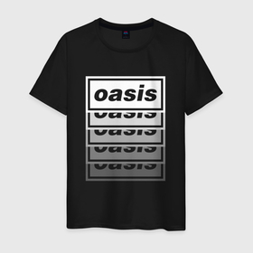 Мужская футболка хлопок с принтом Растворяющийся логотип OASIS , 100% хлопок | прямой крой, круглый вырез горловины, длина до линии бедер, слегка спущенное плечо. | Тематика изображения на принте: britpop | gallagher | oasis | rock | rock group | бритпоп | лиам | ноэл | оазис | рок | рок группа