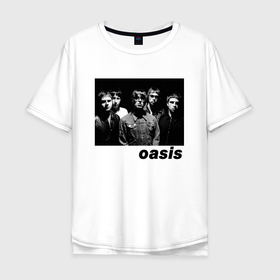 Мужская футболка хлопок Oversize с принтом Черный принт OASIS в Кировске, 100% хлопок | свободный крой, круглый ворот, “спинка” длиннее передней части | britpop | gallagher | oasis | rock | rock group | бритпоп | лиам | ноэл | оазис | рок | рок группа