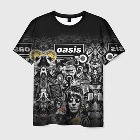 Мужская футболка 3D с принтом Большой принт группы OASIS в Курске, 100% полиэфир | прямой крой, круглый вырез горловины, длина до линии бедер | Тематика изображения на принте: britpop | gallagher | oasis | rock | rock group | бритпоп | лиам | ноэл | оазис | рок | рок группа