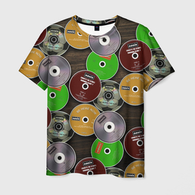 Мужская футболка 3D с принтом Диски группы OASIS в Тюмени, 100% полиэфир | прямой крой, круглый вырез горловины, длина до линии бедер | Тематика изображения на принте: britpop | gallagher | oasis | rock | rock group | бритпоп | лиам | ноэл | оазис | рок | рок группа