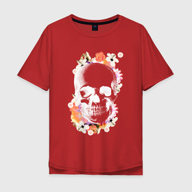 Мужская футболка хлопок Oversize с принтом In Bloom в Екатеринбурге, 100% хлопок | свободный крой, круглый ворот, “спинка” длиннее передней части | Тематика изображения на принте: bones | death | flowers | goth | skull | гот | готика | метал | мистика | рок | хиппи | цветение | цветы | череп