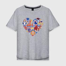 Мужская футболка хлопок Oversize с принтом Сердце Россия , 100% хлопок | свободный крой, круглый ворот, “спинка” длиннее передней части | люблюроссию | патриот | россия | сердце | столица