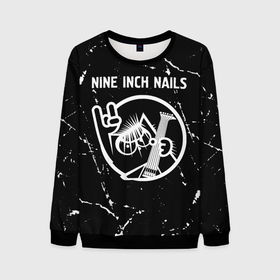 Мужской свитшот 3D с принтом Nine Inch Nails   КОТ   Потертости , 100% полиэстер с мягким внутренним слоем | круглый вырез горловины, мягкая резинка на манжетах и поясе, свободная посадка по фигуре | band | inch | metal | nails | nine | nine inch nails | rock | гранж | группа | инч | кот | найн | нэйлс | рок