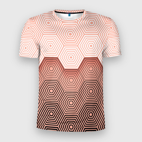Мужская футболка 3D Slim с принтом Hexagon Minimal в Кировске, 100% полиэстер с улучшенными характеристиками | приталенный силуэт, круглая горловина, широкие плечи, сужается к линии бедра | абстракция | бронь | броня | геометрия | рисунок | узор | шестиугольник