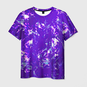 Мужская футболка 3D с принтом Psychedelic abstract в Петрозаводске, 100% полиэфир | прямой крой, круглый вырез горловины, длина до линии бедер | без лишнего | на каждый день | на лето | неон | рисунок | текстура | узор | узоры | фиолетовая | фиолетовый | яркая | яркий
