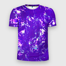 Мужская футболка 3D Slim с принтом Psychedelic abstract в Тюмени, 100% полиэстер с улучшенными характеристиками | приталенный силуэт, круглая горловина, широкие плечи, сужается к линии бедра | без лишнего | на каждый день | на лето | неон | рисунок | текстура | узор | узоры | фиолетовая | фиолетовый | яркая | яркий