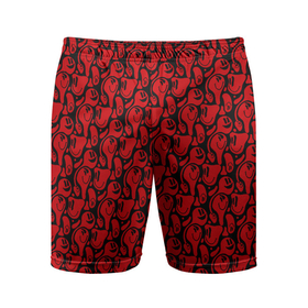 Мужские шорты спортивные с принтом Красные психоделический смайлы в Петрозаводске,  |  | паттерн | психоделика | растекание | смайл | смайлики | эмодзи