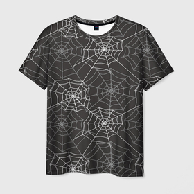 Мужская футболка 3D с принтом Паутинка паттерн , 100% полиэфир | прямой крой, круглый вырез горловины, длина до линии бедер | Тематика изображения на принте: паттерн | паук | паутина | паутинка | паутинная железа | сетка | узор