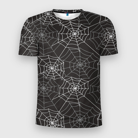 Мужская футболка 3D Slim с принтом Паутинка паттерн в Белгороде, 100% полиэстер с улучшенными характеристиками | приталенный силуэт, круглая горловина, широкие плечи, сужается к линии бедра | паттерн | паук | паутина | паутинка | паутинная железа | сетка | узор
