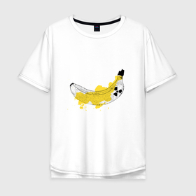 Мужская футболка хлопок Oversize с принтом Радиоактивный Банан Калий 40 в Тюмени, 100% хлопок | свободный крой, круглый ворот, “спинка” длиннее передней части | banana | radiation | yellow banana | банан | желтый | радиация