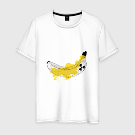 Мужская футболка хлопок с принтом Радиоактивный Банан Калий 40 , 100% хлопок | прямой крой, круглый вырез горловины, длина до линии бедер, слегка спущенное плечо. | Тематика изображения на принте: banana | radiation | yellow banana | банан | желтый | радиация