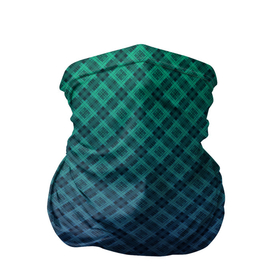 Бандана-труба 3D с принтом Клетчатый узор на сине зеленом градиентном фоне в Белгороде, 100% полиэстер, ткань с особыми свойствами — Activecool | плотность 150‒180 г/м2; хорошо тянется, но сохраняет форму | blue | checkered | gradient | gradient pattern | green | градиент | зеленый | клетка | клетчатый градиент | косая клетка | синий