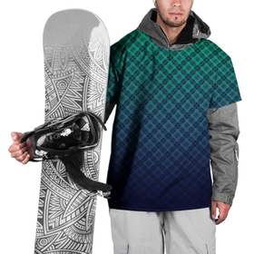 Накидка на куртку 3D с принтом Клетчатый узор на сине зеленом градиентном фоне в Тюмени, 100% полиэстер |  | blue | checkered | gradient | gradient pattern | green | градиент | зеленый | клетка | клетчатый градиент | косая клетка | синий
