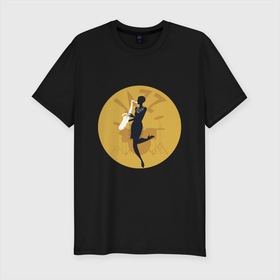 Мужская футболка хлопок Slim с принтом Jazz Woman в Кировске, 92% хлопок, 8% лайкра | приталенный силуэт, круглый вырез ворота, длина до линии бедра, короткий рукав | jazz | music | африка | блюз | джаз | мелодия | музыка | музыкант | оркестр | саксофон | труба