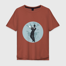 Мужская футболка хлопок Oversize с принтом Jazz Man в Екатеринбурге, 100% хлопок | свободный крой, круглый ворот, “спинка” длиннее передней части | jazz | music | африка | блюз | джаз | мелодия | музыка | музыкант | оркестр | саксофон | труба