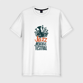 Мужская футболка хлопок Slim с принтом Jazz   Festival в Белгороде, 92% хлопок, 8% лайкра | приталенный силуэт, круглый вырез ворота, длина до линии бедра, короткий рукав | jazz | music | африка | блюз | джаз | мелодия | музыка | музыкант | оркестр | пианино | саксофон | труба | фортепиано
