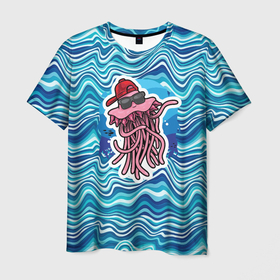 Мужская футболка 3D с принтом милый   осьминог в Тюмени, 100% полиэфир | прямой крой, круглый вырез горловины, длина до линии бедер | Тематика изображения на принте: кальмар | лето | море | океан | осьминог