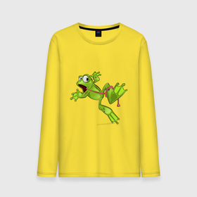 Мужской лонгслив хлопок с принтом FROG WITH A LONG TONGUE в Тюмени, 100% хлопок |  | амфибия | жаба | животное | забавный | зеленый | милая | очаровательные