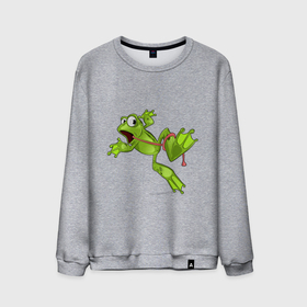 Мужской свитшот хлопок с принтом FROG WITH A LONG TONGUE в Курске, 100% хлопок |  | амфибия | жаба | животное | забавный | зеленый | милая | очаровательные