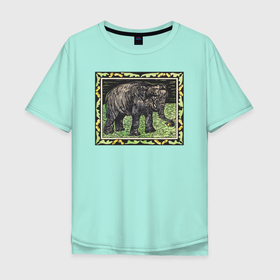 Мужская футболка хлопок Oversize с принтом Olifant Met Fles (Слон) в Екатеринбурге, 100% хлопок | свободный крой, круглый ворот, “спинка” длиннее передней части | абстракция | винтаж | животные | картина | классика | минимализм | паттерн | природа | слон | цветы | экспрессионизм