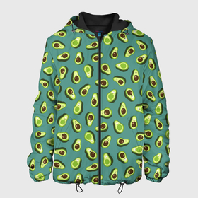 Мужская куртка 3D с принтом Веселый авокадо в Екатеринбурге, ткань верха — 100% полиэстер, подклад — флис | прямой крой, подол и капюшон оформлены резинкой с фиксаторами, два кармана без застежек по бокам, один большой потайной карман на груди. Карман на груди застегивается на липучку | авокадо | веселый | детский | зеленый | летний принт | пляжный стиль | позитивные авокадо