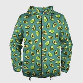 Мужская ветровка 3D с принтом Веселый авокадо в Новосибирске, 100% полиэстер | подол и капюшон оформлены резинкой с фиксаторами, два кармана без застежек по бокам, один потайной карман на груди | авокадо | веселый | детский | зеленый | летний принт | пляжный стиль | позитивные авокадо