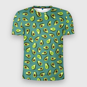 Мужская футболка 3D Slim с принтом Веселый авокадо в Курске, 100% полиэстер с улучшенными характеристиками | приталенный силуэт, круглая горловина, широкие плечи, сужается к линии бедра | авокадо | веселый | детский | зеленый | летний принт | пляжный стиль | позитивные авокадо