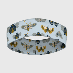 Повязка на голову 3D с принтом Мистические бабочки мотыльки на голубом фоне ,  |  | бабочки | мистика | мистические мотыльки | мистический | мистический бабочки | мотыльки | эзотерика | эзотерический