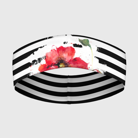 Повязка на голову 3D с принтом Red poppies Акварельные цветы в Новосибирске,  |  | poppies | red poppies | watercolor | акварель | красные маки | маки | полосатый | черно белые полосы