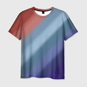 Мужская футболка 3D с принтом Полосатый коричнево голубой паттерн в Белгороде, 100% полиэфир | прямой крой, круглый вырез горловины, длина до линии бедер | oblique stripes | stripes | коричневый | косые полосы | полосы