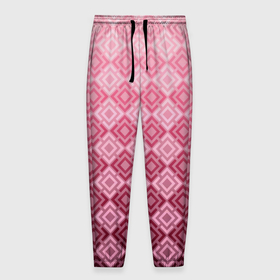 Мужские брюки 3D с принтом Розовый геометрический градиентный узор в Тюмени, 100% полиэстер | манжеты по низу, эластичный пояс регулируется шнурком, по бокам два кармана без застежек, внутренняя часть кармана из мелкой сетки | geometric | geometric pink | геомметрический узор | градиент | клетка | розовый