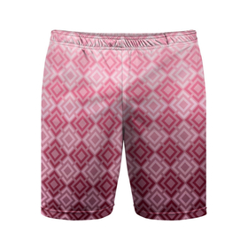 Мужские шорты спортивные с принтом Розовый геометрический градиентный узор в Тюмени,  |  | geometric | geometric pink | геомметрический узор | градиент | клетка | розовый
