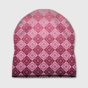 Шапка 3D с принтом Розовый геометрический градиентный узор в Тюмени, 100% полиэстер | универсальный размер, печать по всей поверхности изделия | geometric | geometric pink | геомметрический узор | градиент | клетка | розовый