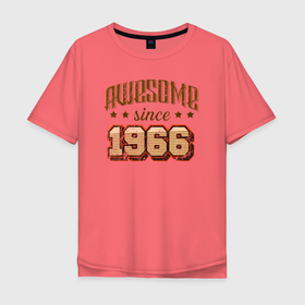 Мужская футболка хлопок Oversize с принтом Потрясающий(ая) с 1966 года в Новосибирске, 100% хлопок | свободный крой, круглый ворот, “спинка” длиннее передней части | 1966 | 66 | год | год рождения | день рождения | ко дню рождения | на день рождения | потрясающе с 1966 года | прямиком из | родился в | сделан в