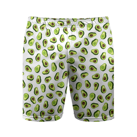 Мужские шорты спортивные с принтом Смешное авокадо на белом фоне в Петрозаводске,  |  | авокадо | детский | забавный | летний | пляжный | прикольный авокадо | сочный | фрукты