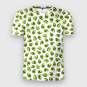 Мужская футболка 3D Slim с принтом Смешное авокадо на белом фоне в Санкт-Петербурге, 100% полиэстер с улучшенными характеристиками | приталенный силуэт, круглая горловина, широкие плечи, сужается к линии бедра | Тематика изображения на принте: авокадо | детский | забавный | летний | пляжный | прикольный авокадо | сочный | фрукты