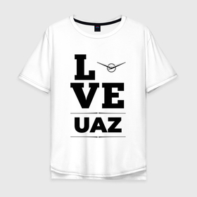 Мужская футболка хлопок Oversize с принтом UAZ Love Classic , 100% хлопок | свободный крой, круглый ворот, “спинка” длиннее передней части | auto | brand | logo | love | symbol | uaz | авто | бренд | лого | символ | уаз