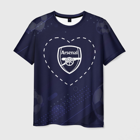 Мужская футболка 3D с принтом Лого Arsenal в сердечке на фоне мячей в Тюмени, 100% полиэфир | прямой крой, круглый вырез горловины, длина до линии бедер | arsenal | club | football | logo | love | арсенал | градиент | клуб | лого | мяч | сердечко | символ | спорт | футбол | футболист | футболисты | футбольный