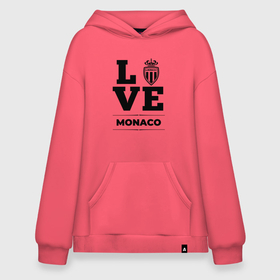 Худи SuperOversize хлопок с принтом Monaco Love Классика в Новосибирске, 70% хлопок, 30% полиэстер, мягкий начес внутри | карман-кенгуру, эластичная резинка на манжетах и по нижней кромке, двухслойный капюшон
 | club | football | logo | love | monaco | клуб | лого | монако | мяч | символ | спорт | футбол | футболист | футболисты | футбольный