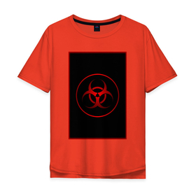 Мужская футболка хлопок Oversize с принтом Вирусная угроза в Санкт-Петербурге, 100% хлопок | свободный крой, круглый ворот, “спинка” длиннее передней части | umbrella | биология | вирус | знак | опастность
