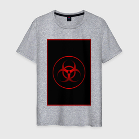Мужская футболка хлопок с принтом Вирусная угроза в Белгороде, 100% хлопок | прямой крой, круглый вырез горловины, длина до линии бедер, слегка спущенное плечо. | umbrella | биология | вирус | знак | опастность
