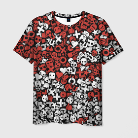 Мужская футболка 3D с принтом Красно белые знаки LDR , 100% полиэфир | прямой крой, круглый вырез горловины, длина до линии бедер | death | ldr | love | robots | занаки | значки | иконки | лср | любовь | паттерн | роботы | сериал | узор